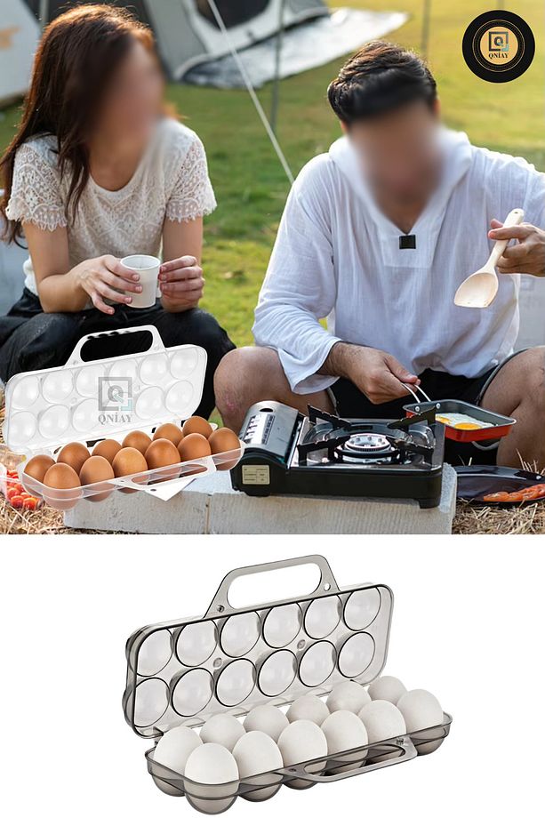 Saplı Yumurtalık Taşıma Kutusu, Piknik Yumurta Taşıma Kabı, 12'li Kamp Piknik Yumurta Sepeti - 3
