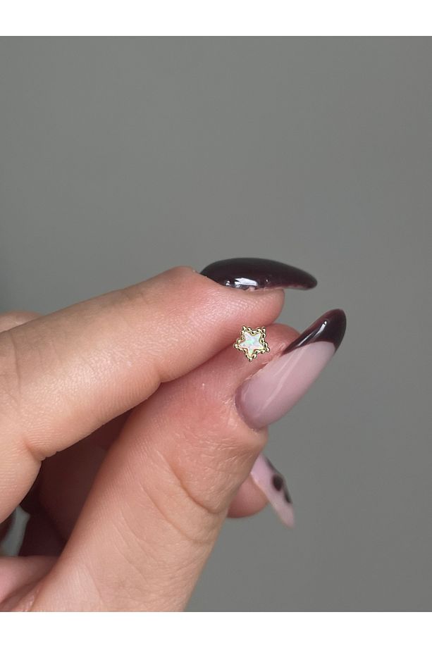 Ortası Opal Taşlı Yıldız Piercing - 1