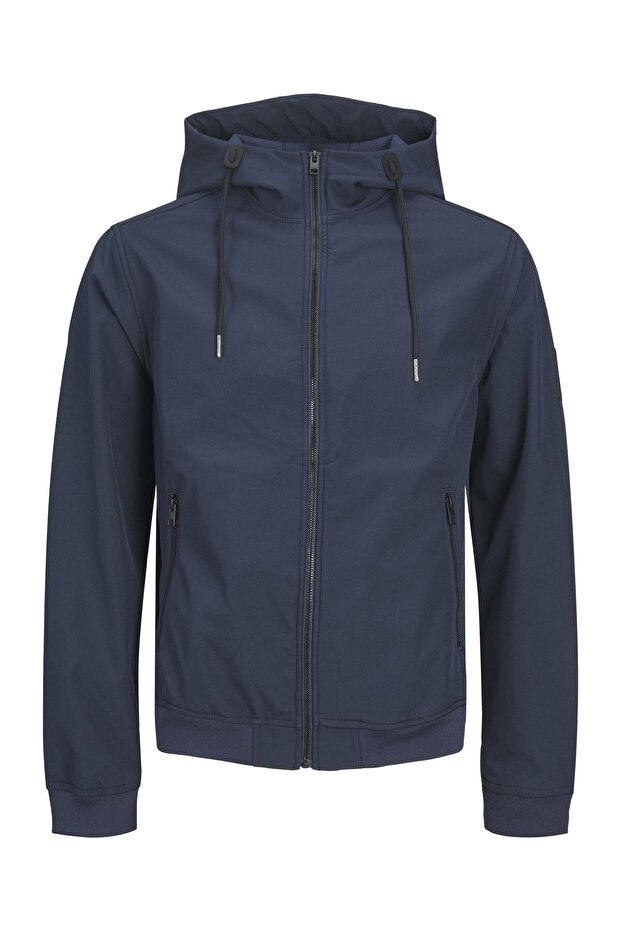 Jachetă softshell - glugă, fermoar și buzunare cu fermoar model basic - 1