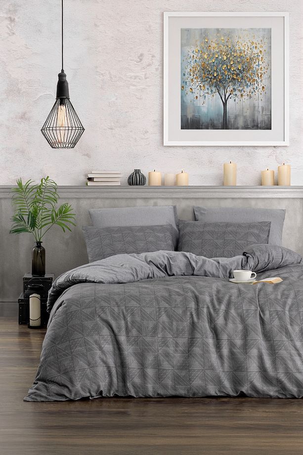 Soft Dreams Serisi | Line Çift Kişilik  Pamuklu Desenli Nevresim Takımı | Lastikli Çarşaflı | - 1