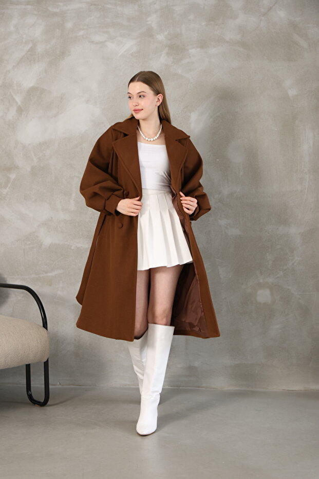 Balloon Sleeve Lined Stamp Coat