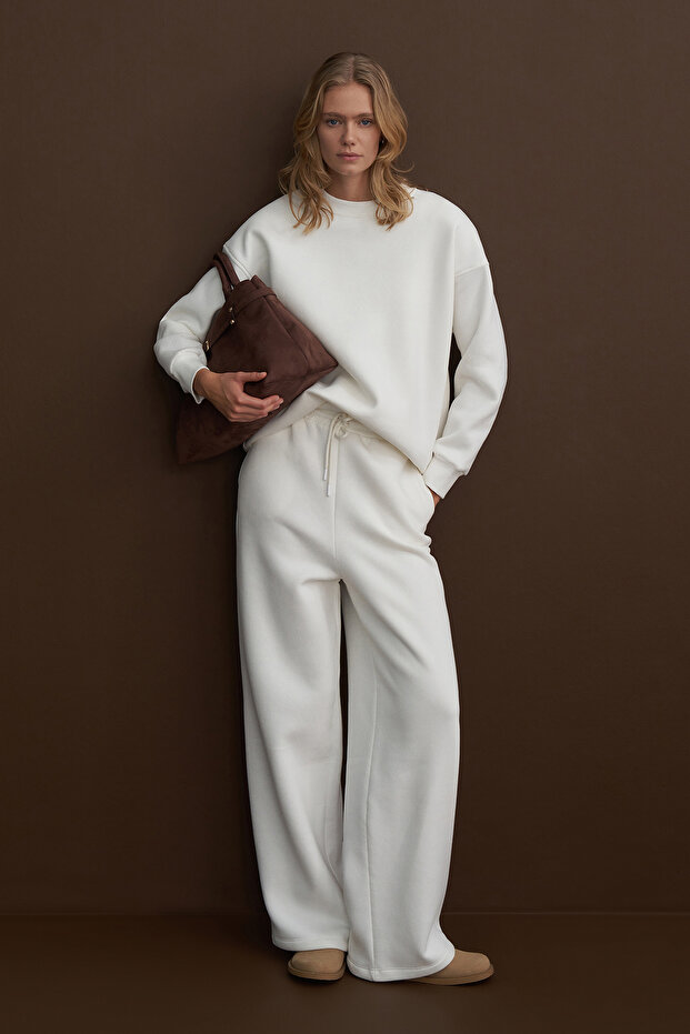 Bílé tepláky Basic Palazzo - 1