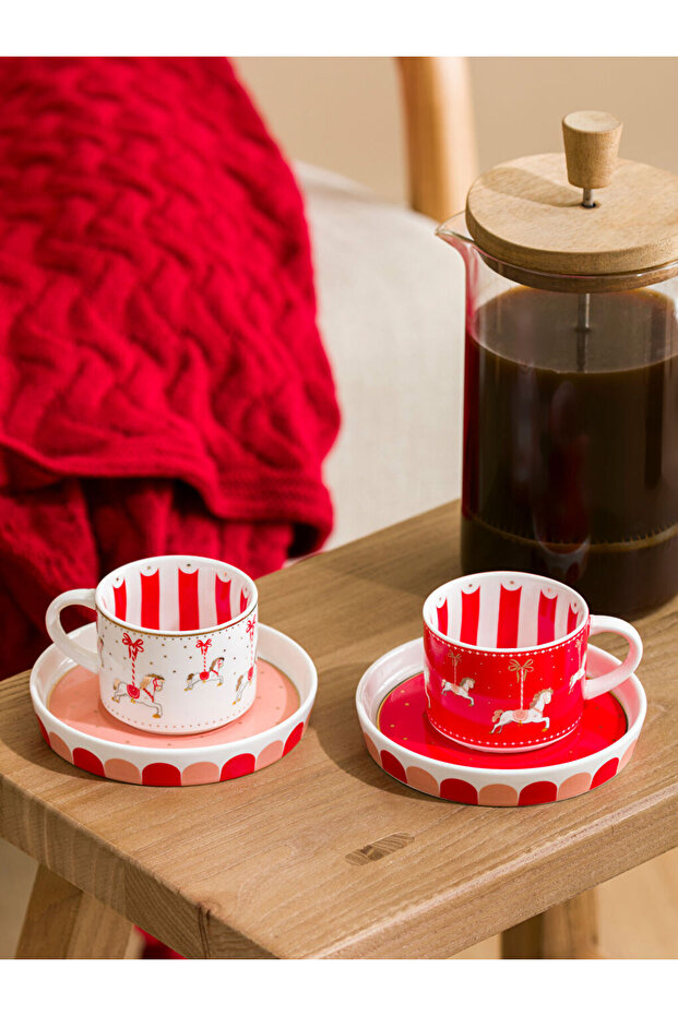 Baskili 2 Kisilik Porselen Kahve Fincan Takimi 90 Ml - W4cd13z8 - 1