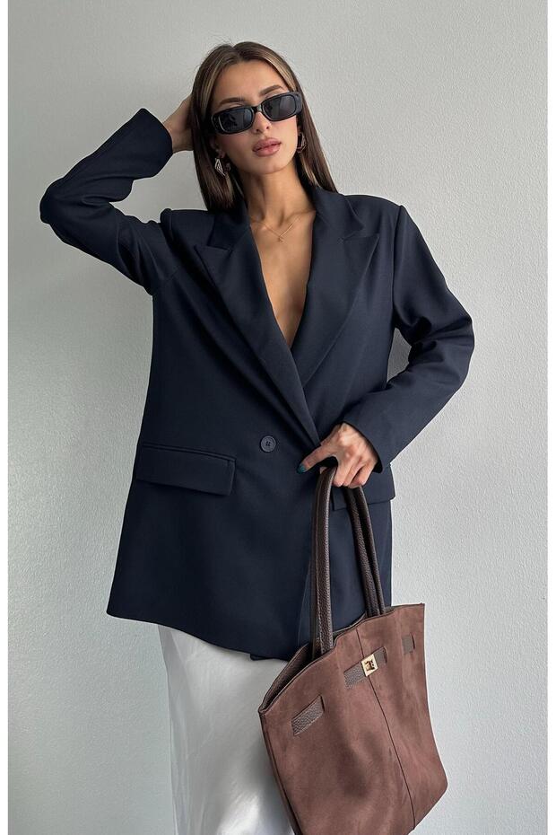 Oversize Daddy Premium Astarlı Blazer Ceket - 1