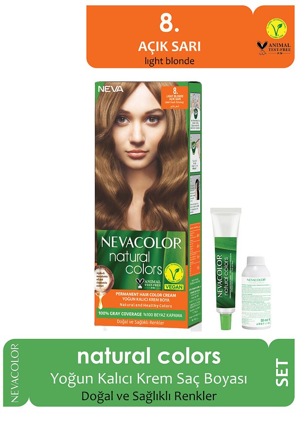 Natural 8. Açık Sarı Saç Boyası - 1