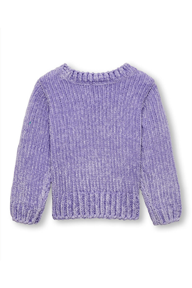 - Mini Solid Colored Knitted Pullover - Purple - 2
