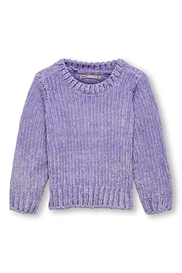 - Mini Solid Colored Knitted Pullover - Purple - 1