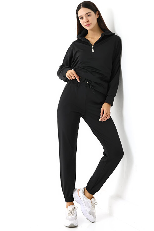 Kadın Fermuar Yaka Basic Eşofman Takımı - 5