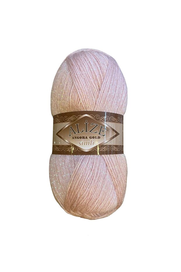 Angora Gold Pembe Simli Örgü İpi 100gr - 1