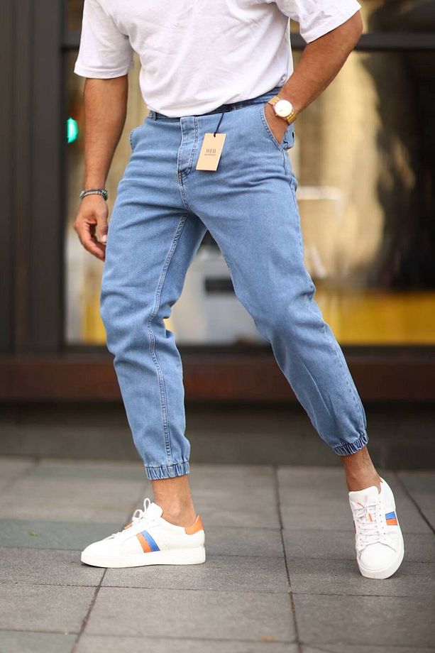 Erkek Paça Lastikli Yüksek Bel Regular Fit Kot Pantolon - 2