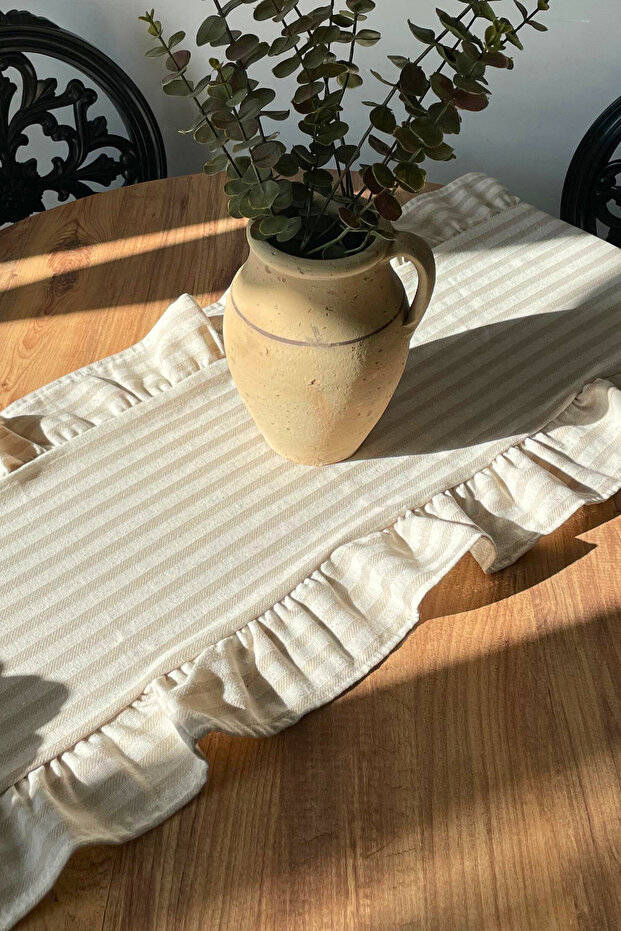 Fırfırlı Kahve Çizgili Runner 40x135 - 4