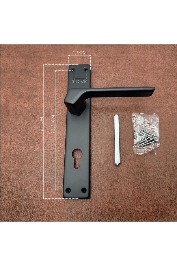 Zey Mat Altın Kare Aynalı Çelik Kapı Kolu Sağ Basar Tek Taraf Kilit Hariçtir - 7