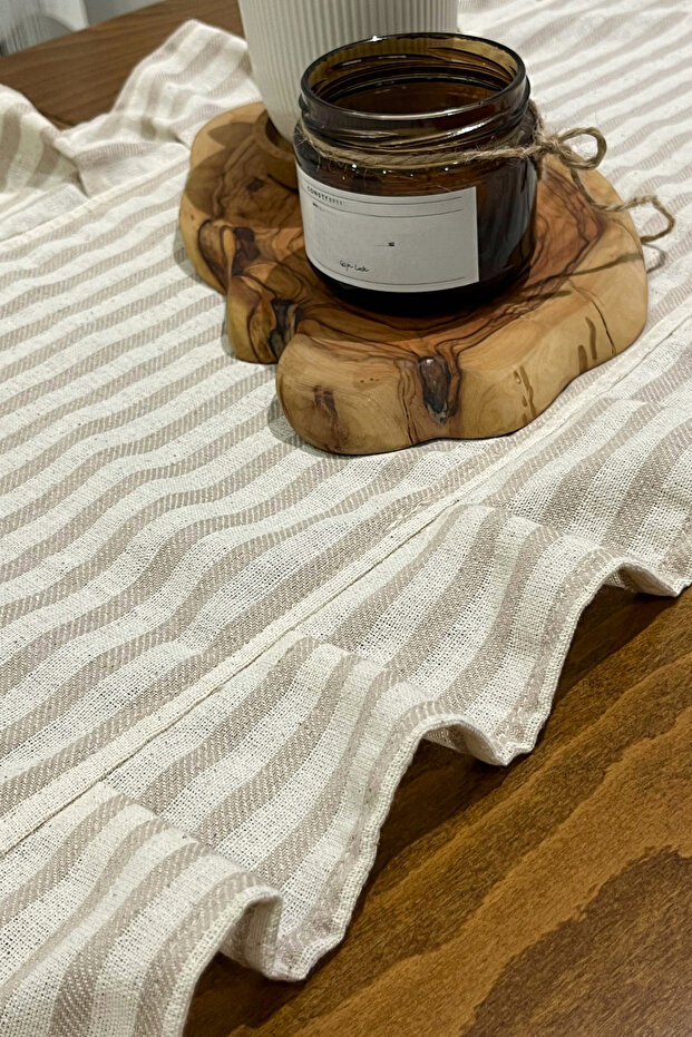 Fırfırlı Kahve Çizgili Runner 40x135 - 6