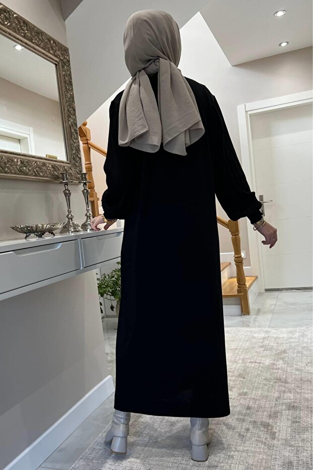 Ecem Siyah Triko Elbise - 5