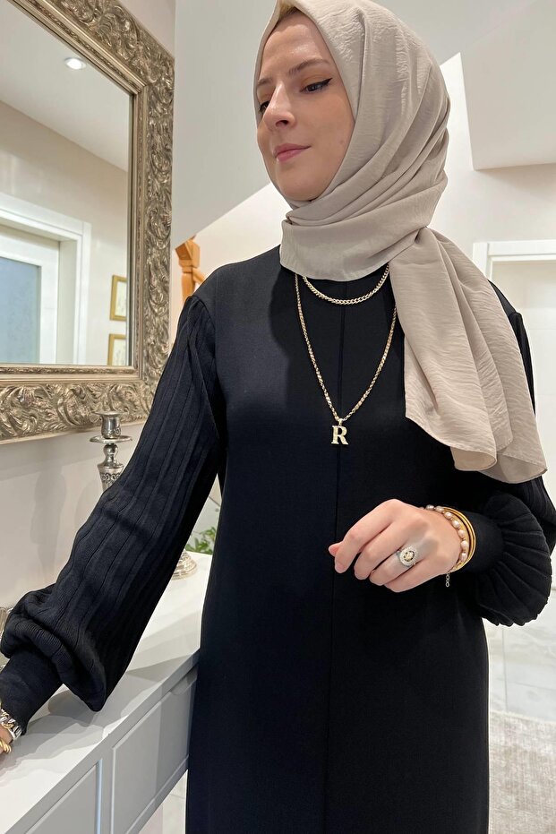 Ecem Siyah Triko Elbise - 9
