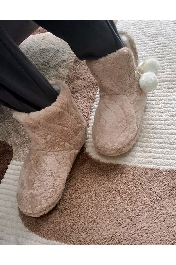 Kahve Renkli Yumuşak Kışlık Günlük Ev Botu Pandif Panduf - 2