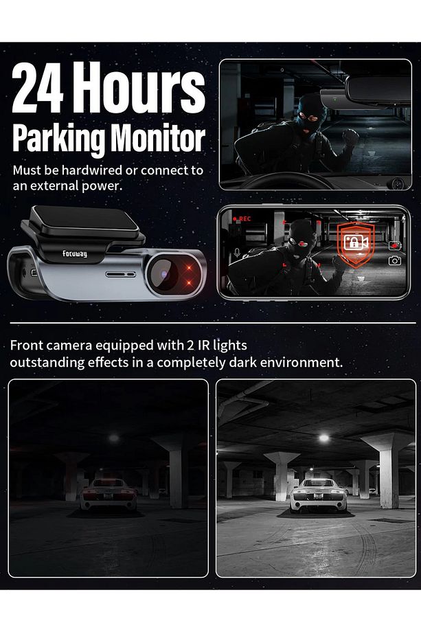 Focuway  Real Ultra 4K T5 Dual Dash+1080P front and rear dash cam Araç İçi 360 Derece Kamera - 2