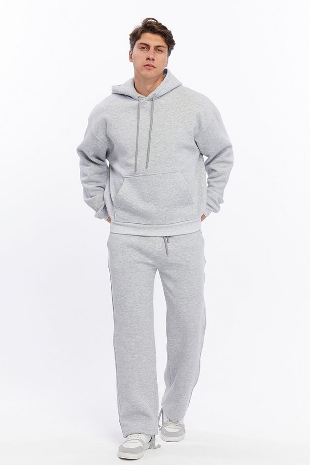 Ayarlanabilir Paça Basic Baggy Oversize 3 İplik Kışlık Eşofman Altı - 3