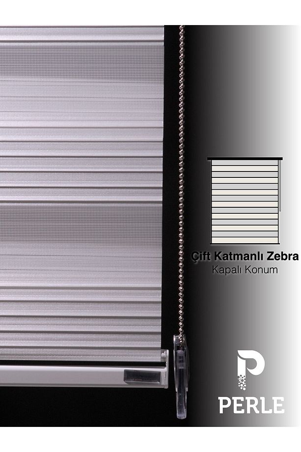 Pliseli Ekru Renk Zebra Perde Yüksek Kalite Alüminyum Kasa - 3
