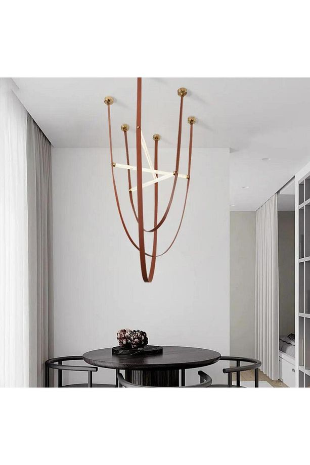 Leather Light II Sarkıt Deri Led Avize 165cm 3000K - 1