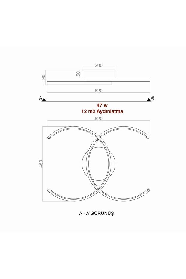 Samsung Ledli Channel (ø45+45cm) Tavan Tipi Ledli Avize - 5