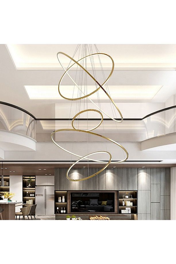 Penthouse Ledli Yüksek Tavanlar Için Çember Özel Sarkıt Led Avize - 1