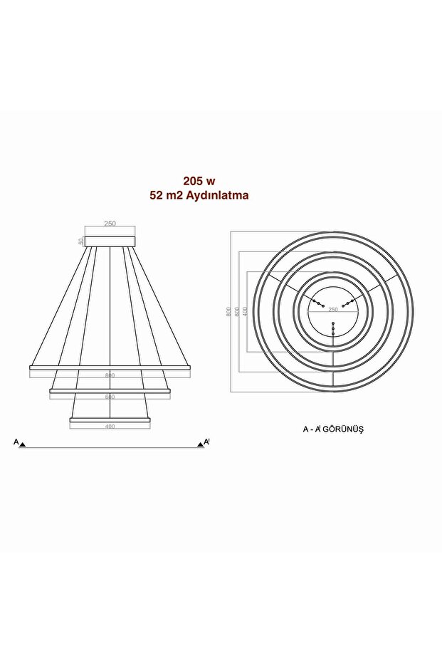 Sarkıt Led Avize Skygarden 80-60-40cm Üçlü Iç Dış *güçlü Aydınlatma* - 5