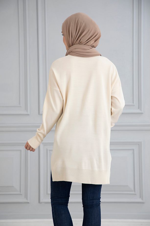 38/46 Beden Ince Merserize Oversize Salaş Triko Tunik - 2