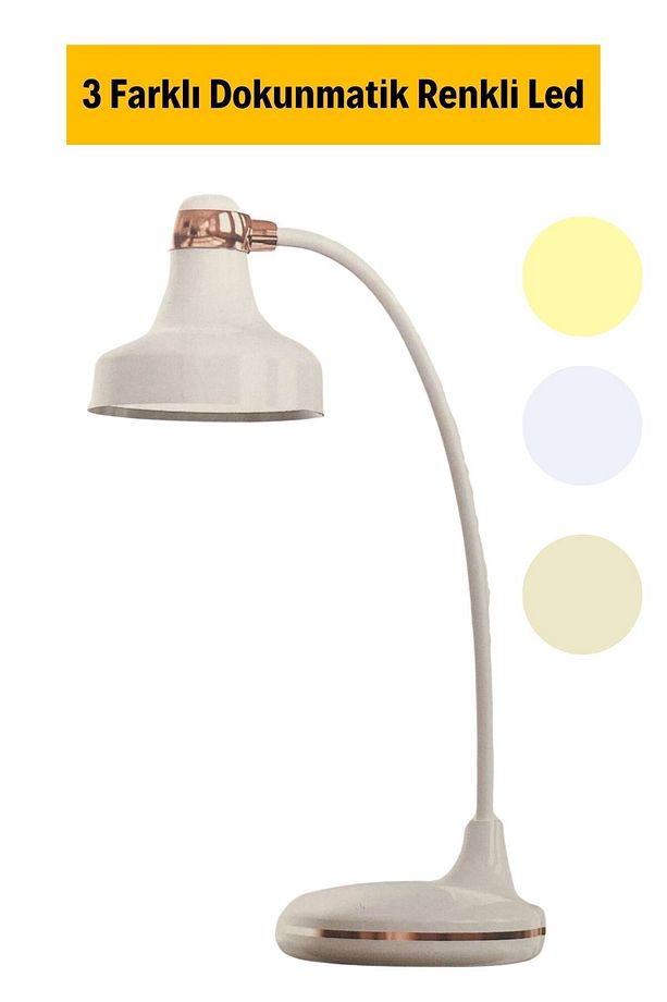 ® Dokunmatik 3 Farklı LED Işıklı Çalışma Masası Üstü Lamba - 5