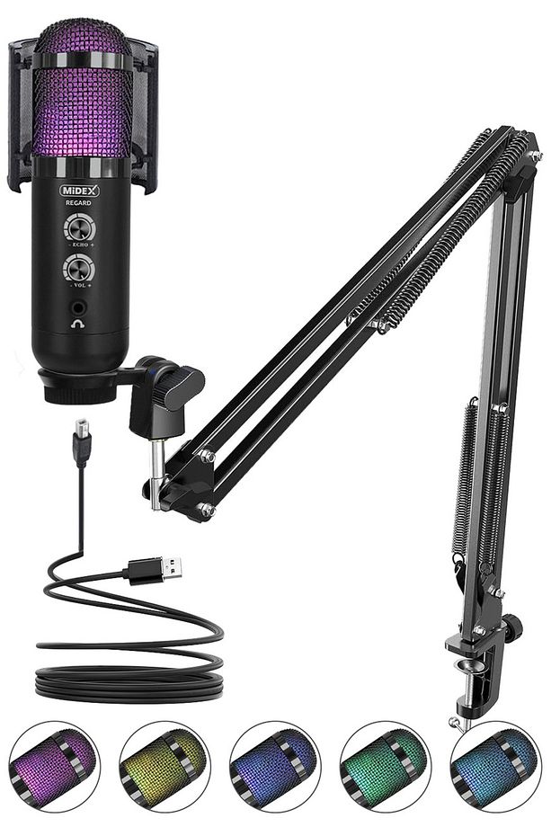 Rgb Set Usb Ekholu Oyuncu Ve Yayıncı Mikrofonu (KAYIT GAMİNG TİKTOK TWİTCH CANLI YAYIN YOUTUBE) - 1