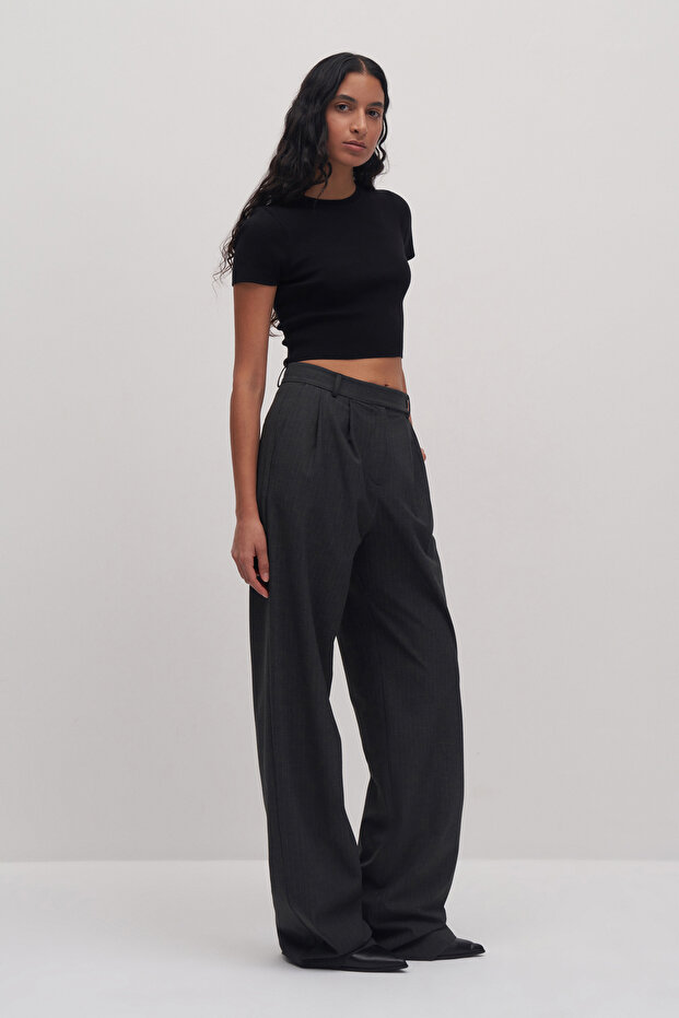 Kadın Basic Triko Crop - 3