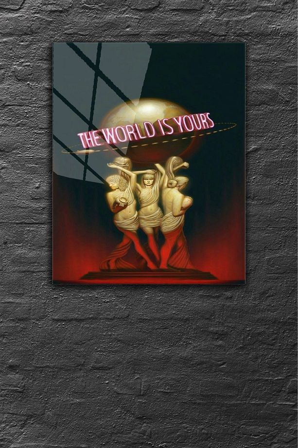 The World is Yours Yazılı, 4 mm Temperli Kırılmaz Cam Tablo - 1