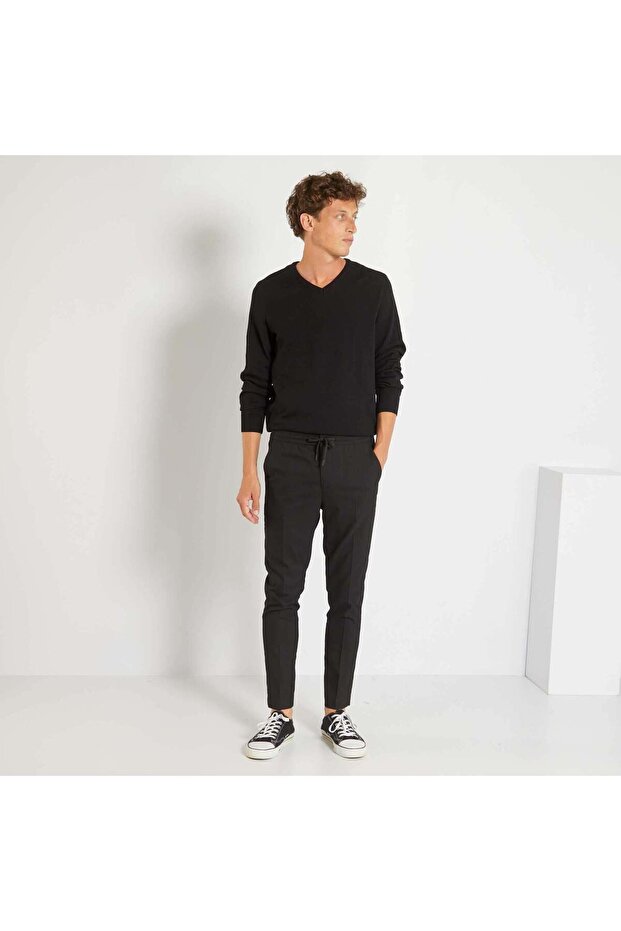 سترة أساسية محبوكة بلون أسود - 2