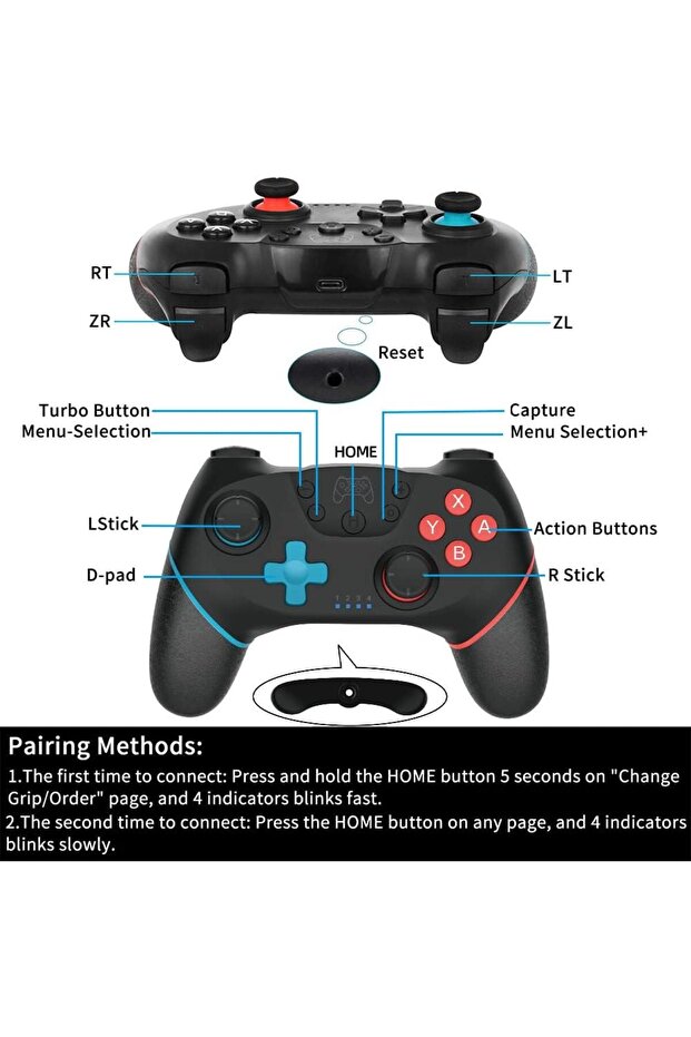 Wireless Gamepad Controller, Bluetooth-compatible Gamepad for Switch Console Wireless Gamepad for N- - 3