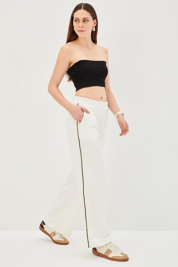 Yanları Şeritli Regular Örme Pantolon - 2