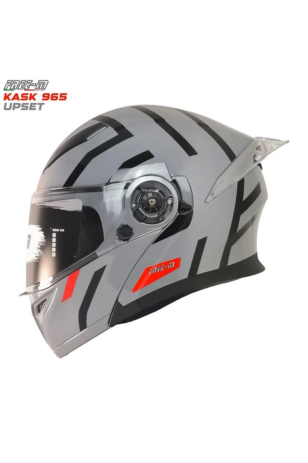 965 Upset Nardo Gri-siyah Çene Açılır Kask - 1