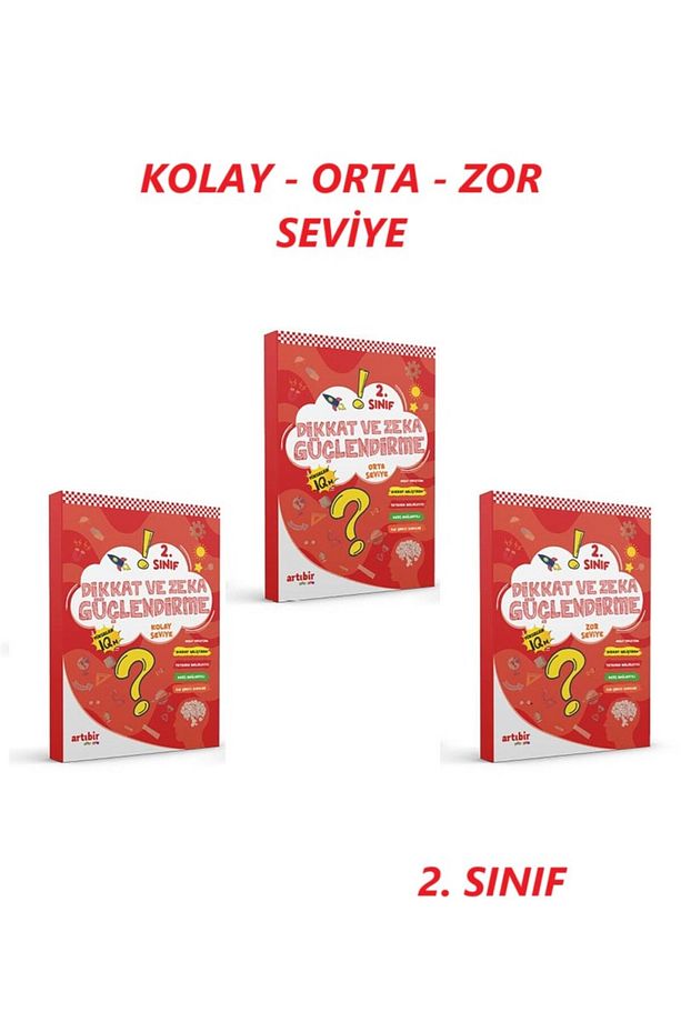 2. Sınıf Dikkat ve Zeka Güçlendirme 3'lü Set Kolay, Orta, Zor Seviye - 1