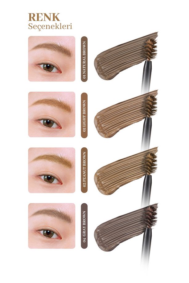 Yoğun Pigmentli, Üçgen Fırça Uçlu Kaş Maskarası CLIO Kill Brow Color Brow Lacquer (03 Peanut Brown) - 6