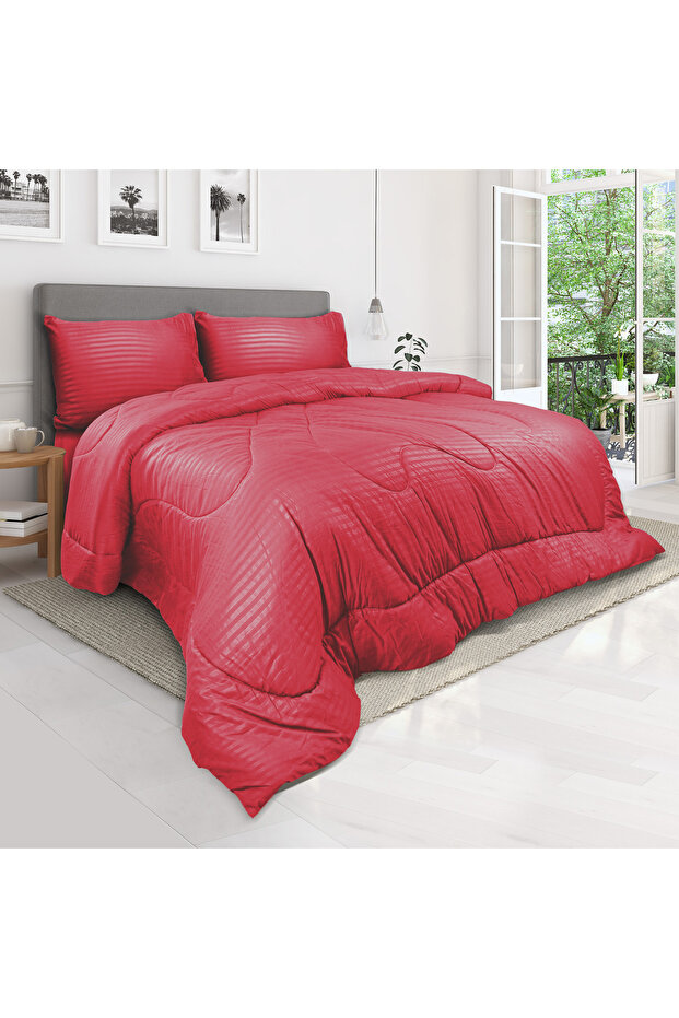 Stripe Comforter Set- Ultra Soft Brushed Microfiber Fabric, Soft Siliconized Fiber Filling
