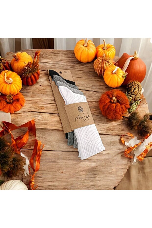 - 4'lü Fitilli Basic Pamuklu Soket Çorap - 1