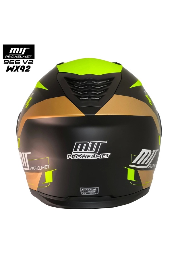 966 WX92 ÇENE AÇILIR MAT SİYAH-NEON-GOLD KASK - 4