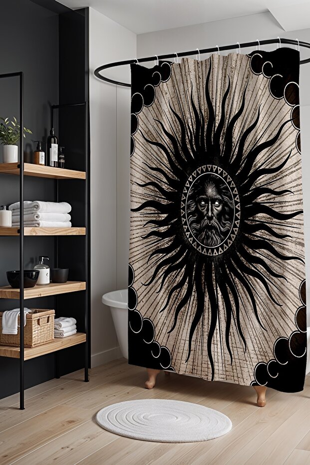 Bathroom Curtain, Zeus Patterned Shower Curtain in the Sun, Bathtub Curtain 175X200Cm