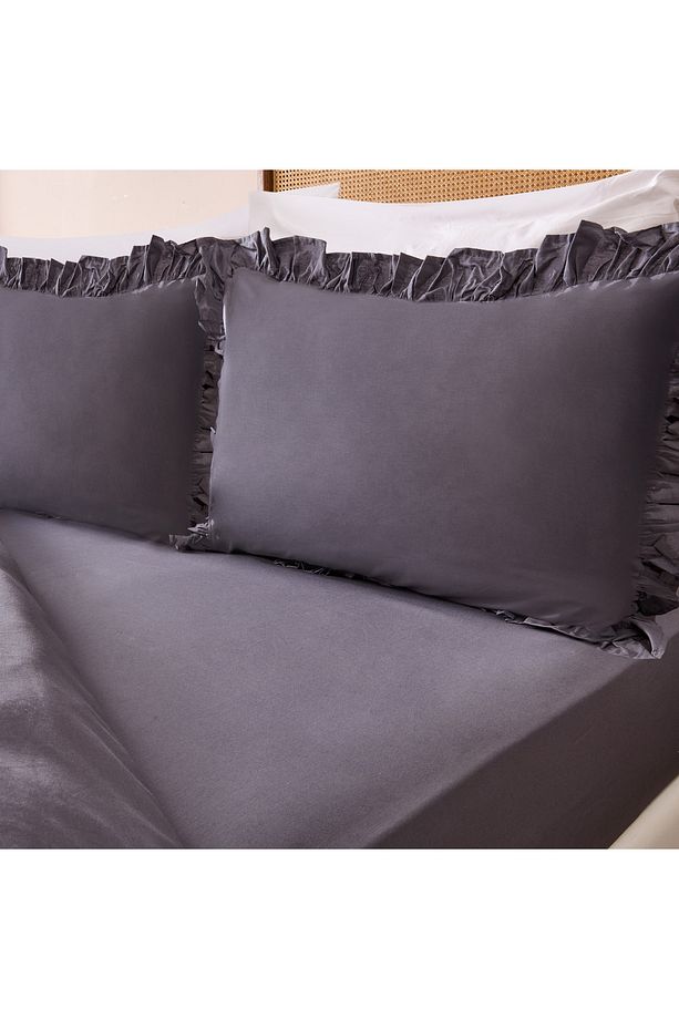Soft Fırfırlı Çift Kişilik Nevresim Takımı - Gri - 2
