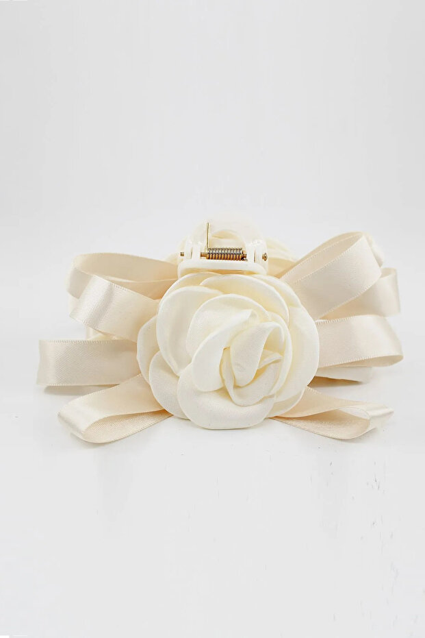 White Floral Cream Colored Latch Buckle