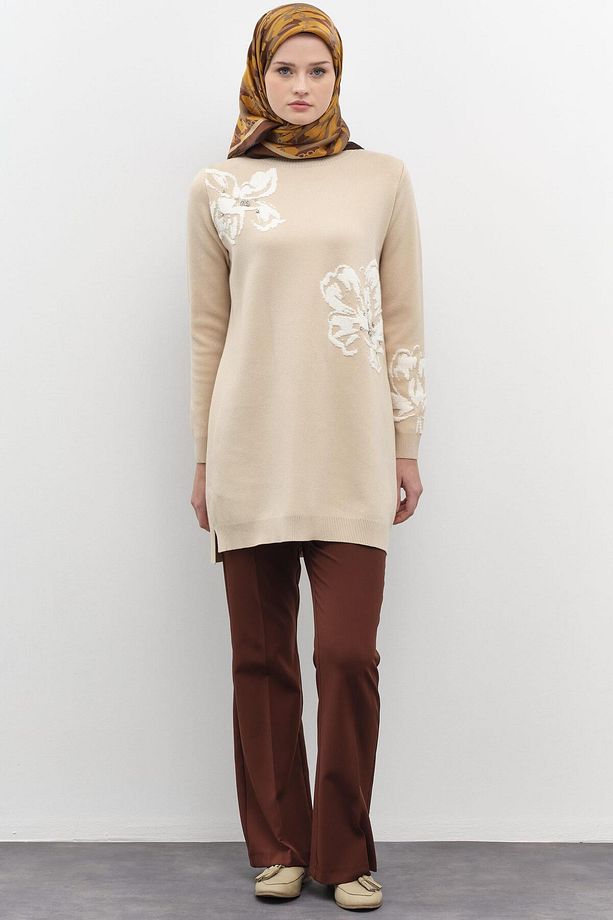 İspanyol Paça Basic Pantolon - Kahve - 2