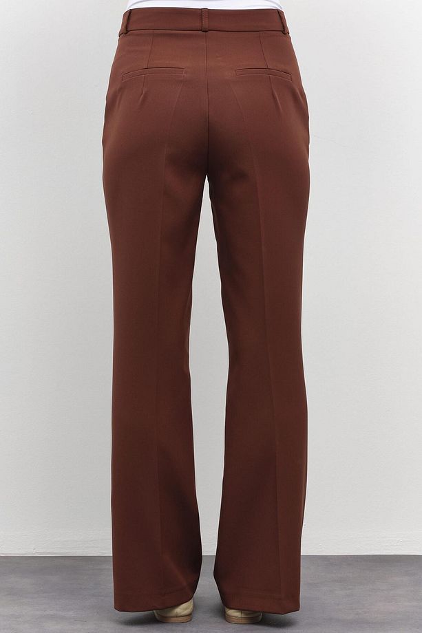 İspanyol Paça Basic Pantolon - Kahve - 7