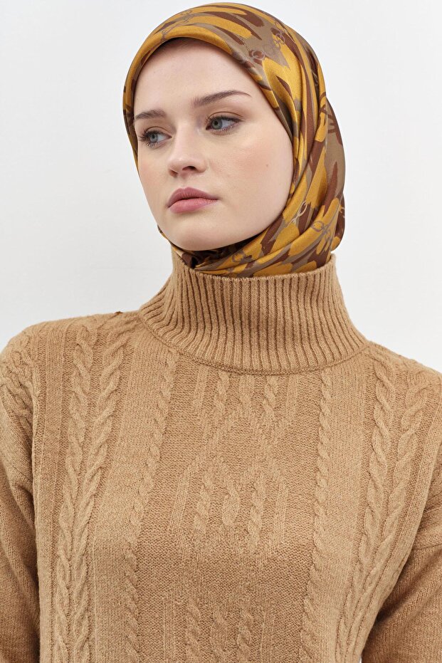 Örgü Desen Triko Tunik - Camel - 4