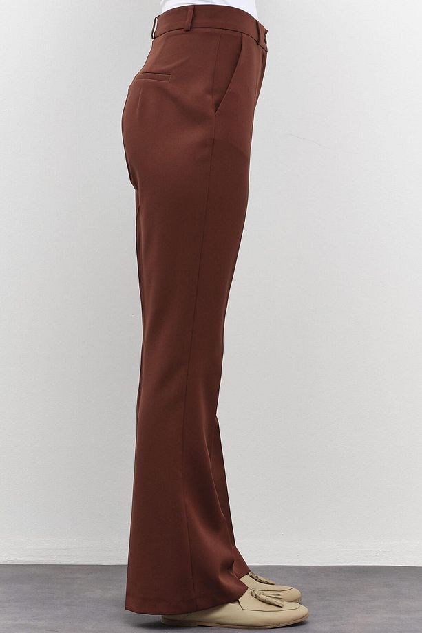 İspanyol Paça Basic Pantolon - Kahve - 6