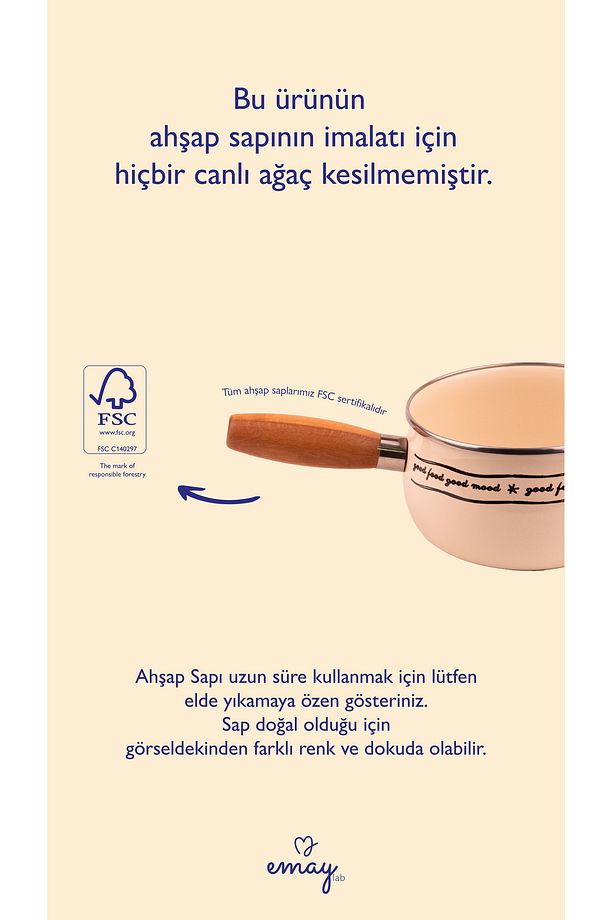 Bloom Ahşap Saplı Emaye Sos Tavası 16cm 1,3 Litre (İNDÜKSİYON DAHİL TÜM OCAKLARA UYGUN) - 3