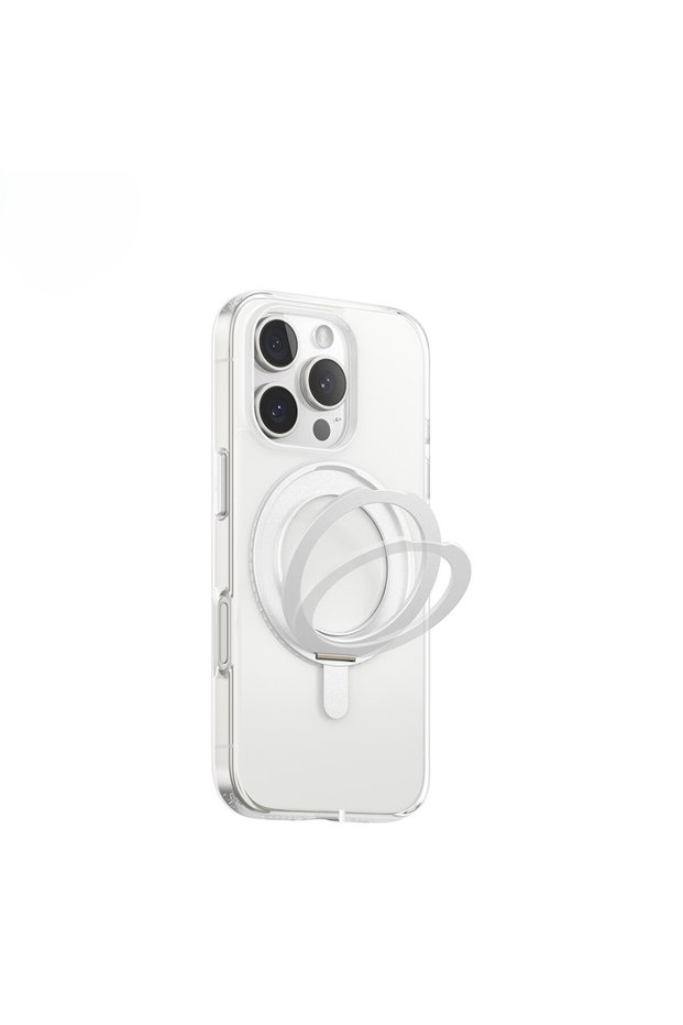 Iphone 16 compatible skin friendly 360 rotatable transparent phone case with magsafe stand